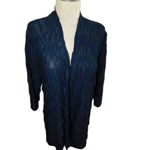 Chico's Size L LArge (2) Lacey Textured Travelers Cardigan Style Dressy Top